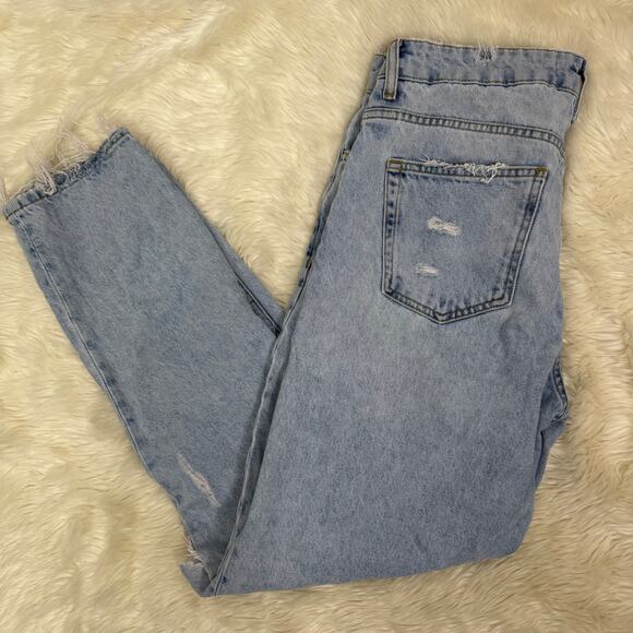 Zara Super Ripped Baggy Distressed Light Washed Jeans Size 6 - Picture 3 of 9